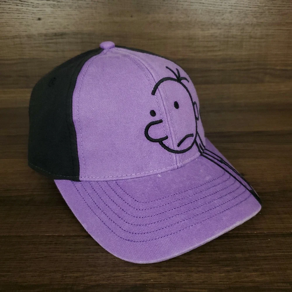 Wimpy Kid Hat  Cap Embroidered Character Art Youth Kids Sized Purple‎ Black New